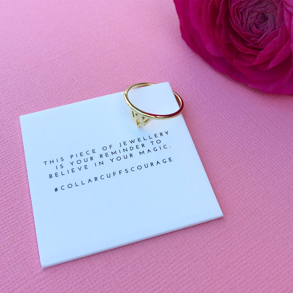 Gold Ring - Collar Cuffs Courage Symbol