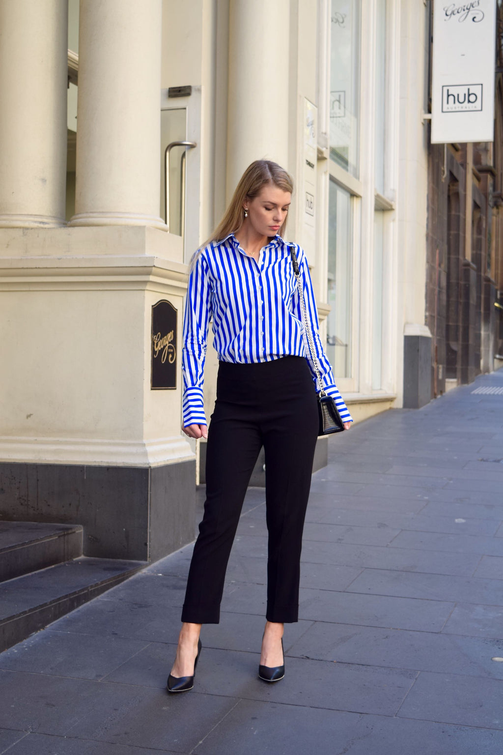 Lawyer Shirt - Nautical Strip Button Cuff shirt