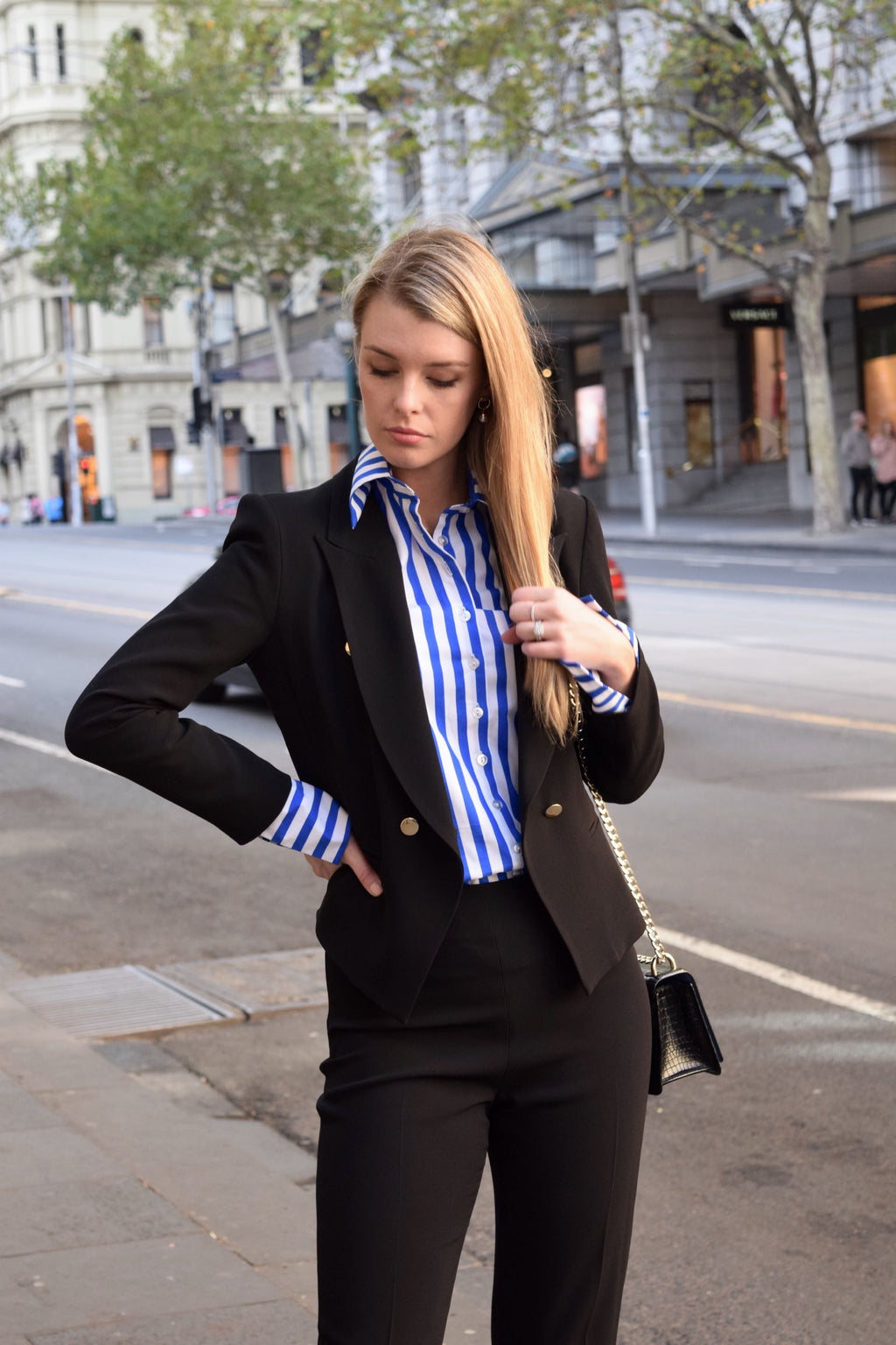 Lawyer Shirt - Nautical Strip Button Cuff shirt
