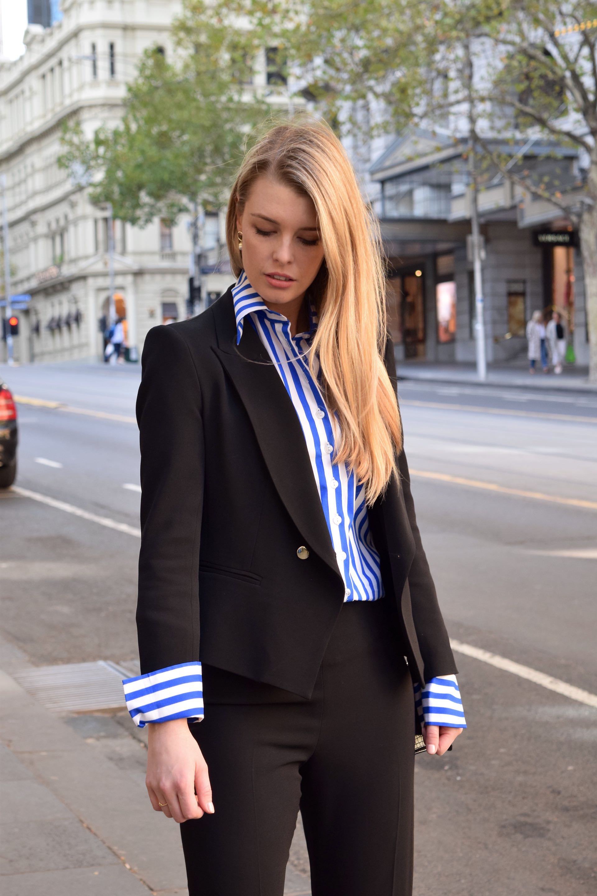 Lawyer Shirt - Nautical Strip Button Cuff shirt