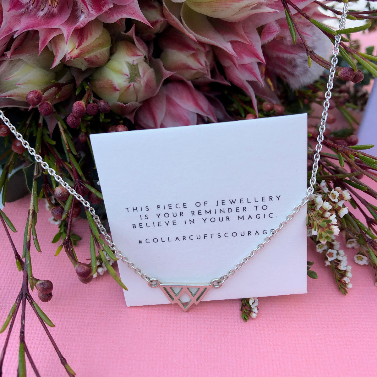 Silver Collar Cuffs Courage Necklace